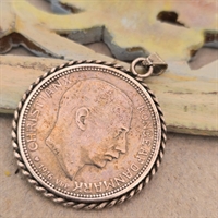 tokrone-vedhaeng-indrammet-snoet-kant-1916-Christian-X-gammelt-halskaedevedhaeng